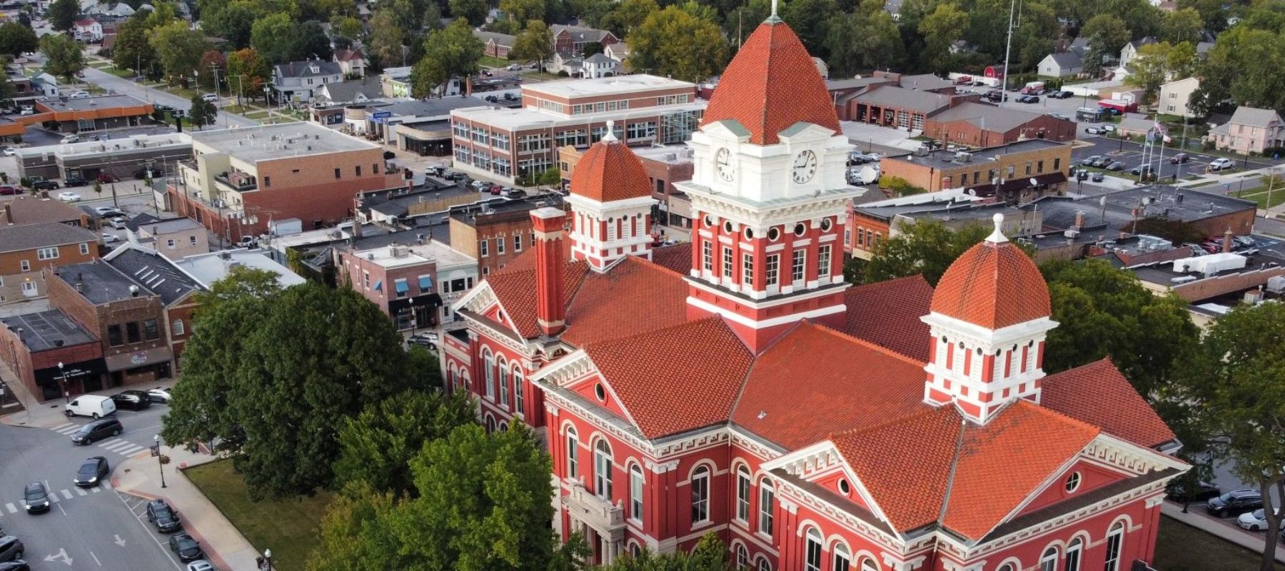 aerial view of city of crownpoint, in